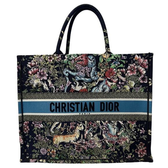 Christian Dior Book Tote Bag NWT D-Constellation Embroidery Blue - Picture 1 of 14
